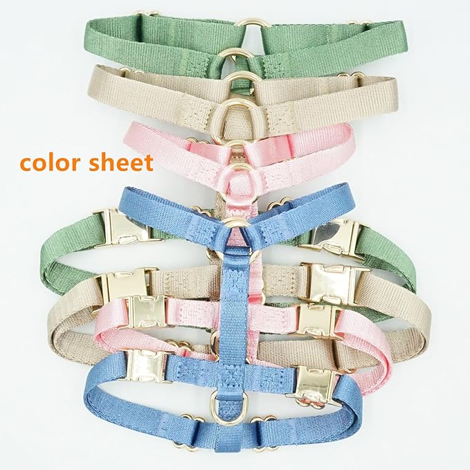 Nylon No Pull Dog Harness with Gold Metal Buckles,Easy Walking and Training Dog Harness (Pink, S)