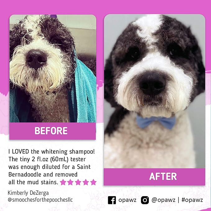 OPAWZ 05 Whitening Purple Shampoo for Dog and Cat, Safely Remove Yellow Stains, with No Bleach, Peroxide and Sulfate, Professional Groomers Recommended Product, 16.9 oz