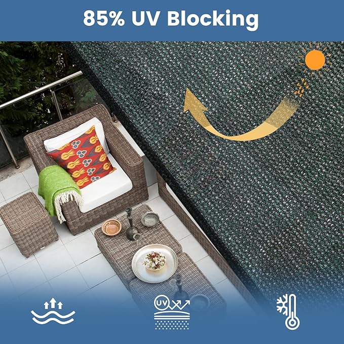 Knitted Shade Cloth 6ft x 12ft 85% Sunblock Kennel Shade Cover with Grommets Green (Excludes Kennel) - PS0612GRNX1