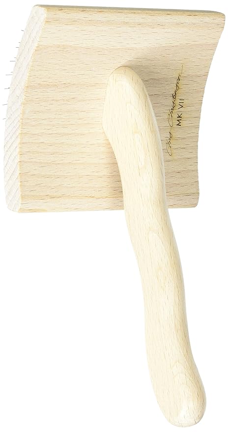 Chris Christensen Mark VII Curved Slicker Dog Brush, Groom Like a Professional, Stainless Steel Pins, Lightweight Beech Wood Body, Ground and Polished Tips, Large