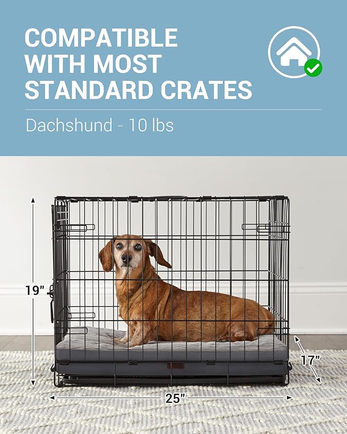 OhGeni 24 Inch Orthopedic Waterproof & Machine Washable Dog Bed with Egg Crate Foam Support, Non-Slip Bottom and Removable Pet Bed Cover for Extra Large, Large, Medium, Small Dogs (Gray)