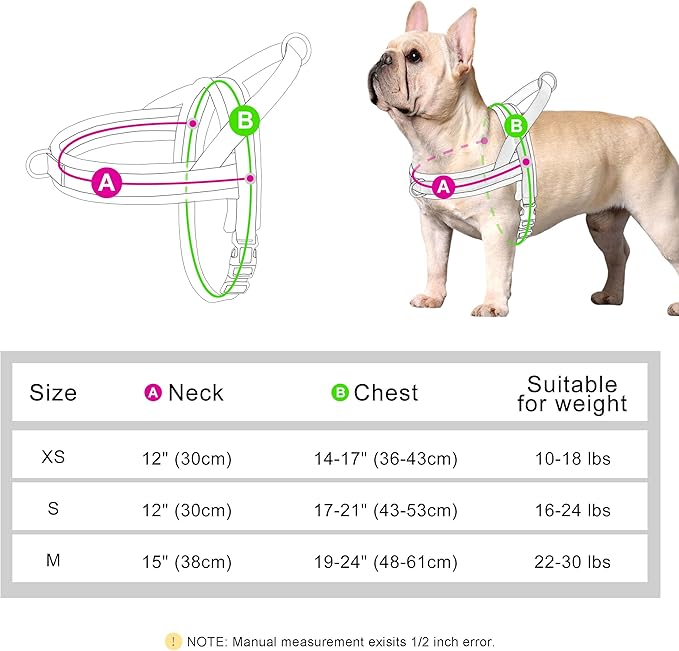 Beirui No Pull Dog Harness for Small Medium Dogs Puppies, Soft Neoprene Quick Fit Harness with Durable Front Clip & Back Clip, Lightweight Easy for Daily Walking (Black,M)