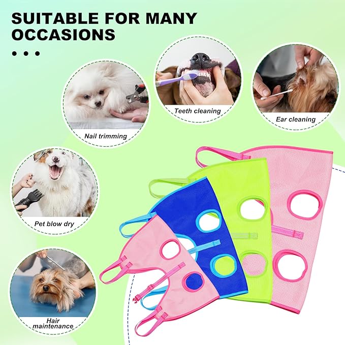 Dog Grooming Hammock Harness for Cats Dogs, Dog Grooming Harness with Pet Nail Clipper Trimmer, Dog Hanger Sling Trimming Clipping Nails (Small, Green)