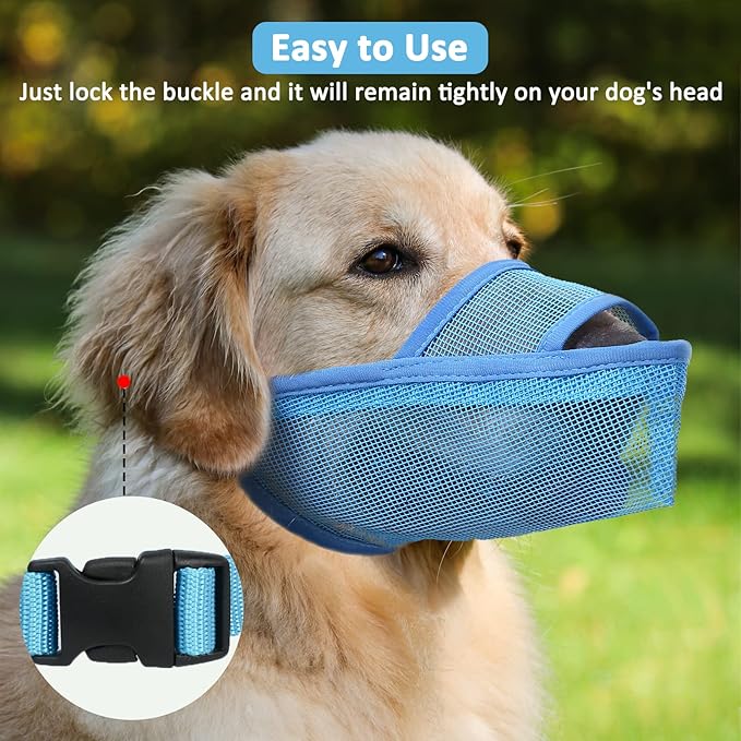Crazy Felix Nylon Dog Muzzle for Small Medium Large Dogs, Air Mesh Breathable and Drinkable Pet Muzzle for Anti-Biting Anti-Barking Licking (XXXS, Blue)