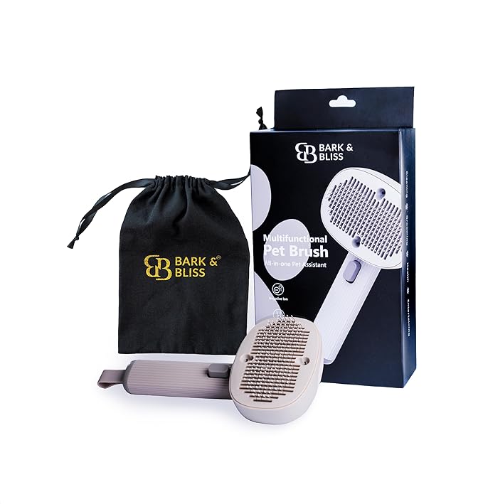 Bark&Bliss Self Cleaning Slicker Brush – Skin-Friendly Deshedding Grooming Tool for Dogs & Cats, Suitable for Shedding & Long-Haired Pets, Puppy Brush, Pet Grooming Brush, Cat Brush for Shedding