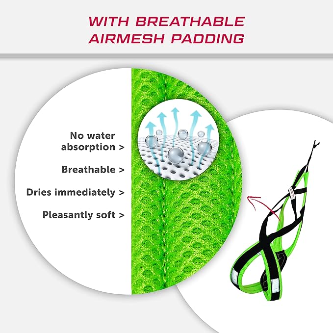 Dog Weight Pulling Harness , XBack for Canicross , Dog Sport , Bike Joring , Ski Joring , Sled Harness, Dog mushing , Dog Running Harness , Black Neongreen