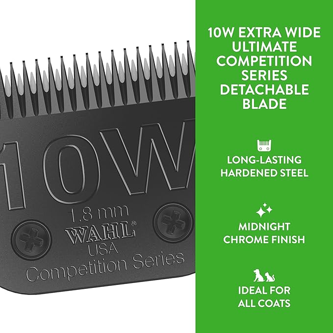 Wahl Professional Animal 10W Extra Wide Ultimate Competition Series Detachable Blade with 1/16-Inch Cut Length (2377-500)