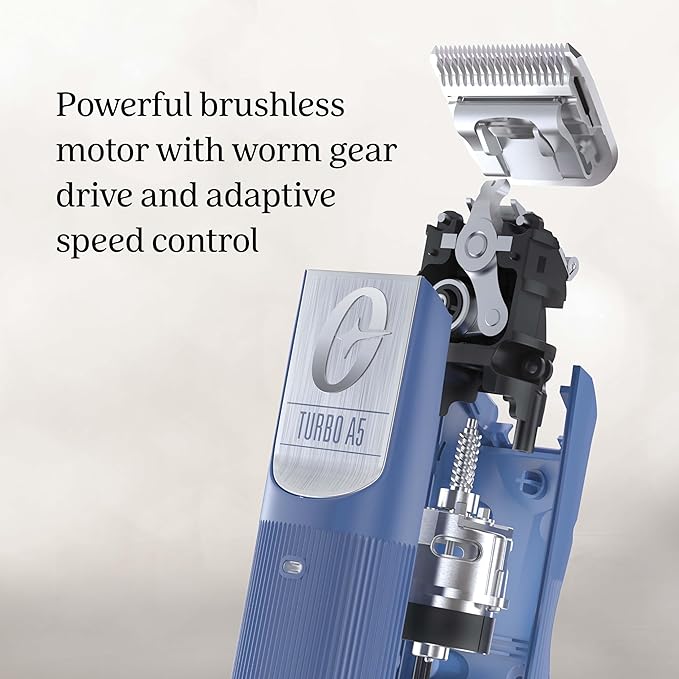 Oster Professional Cordless Turbo A5 Animal Clipper with Lithium-Ion Battery, Detachable Blade, Blue