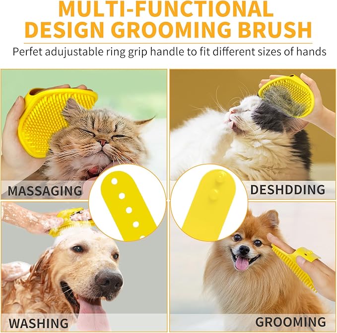 Comotech 3PCS Dog Bath Brush (Yellow Yellow Orange)