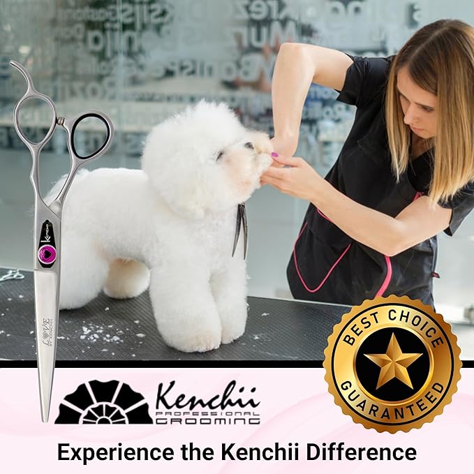 Kenchii Dog Grooming Scissors | 7 Inch Shears | Straight Scissors for Dog Grooming | Love Collection Dog Shears | Pet Grooming Accessories | Pet Hair Trimming Scissor