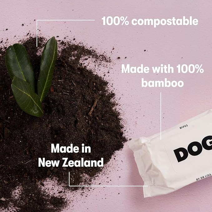 DOG by Dr Lisa - Dog Wipes - Plant-Based, Natural Bathing Wipes for Dogs - Made from 100% Compostable Bamboo - Vet-Created - Vegan, Non-Toxic - 240 Count