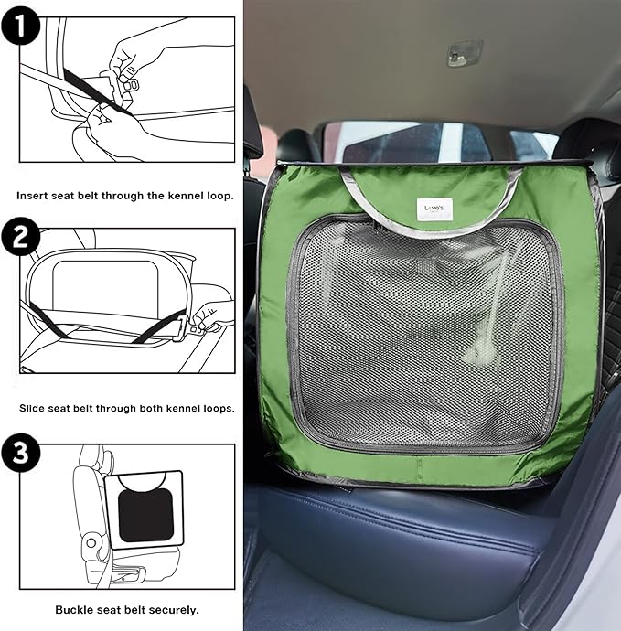 Love's cabin Pop Up Kennel, Indoor Outdoor Crate for Dog Pets, Portable Car Seat Kennel, Cat Bed Collection, Green, 36in Large