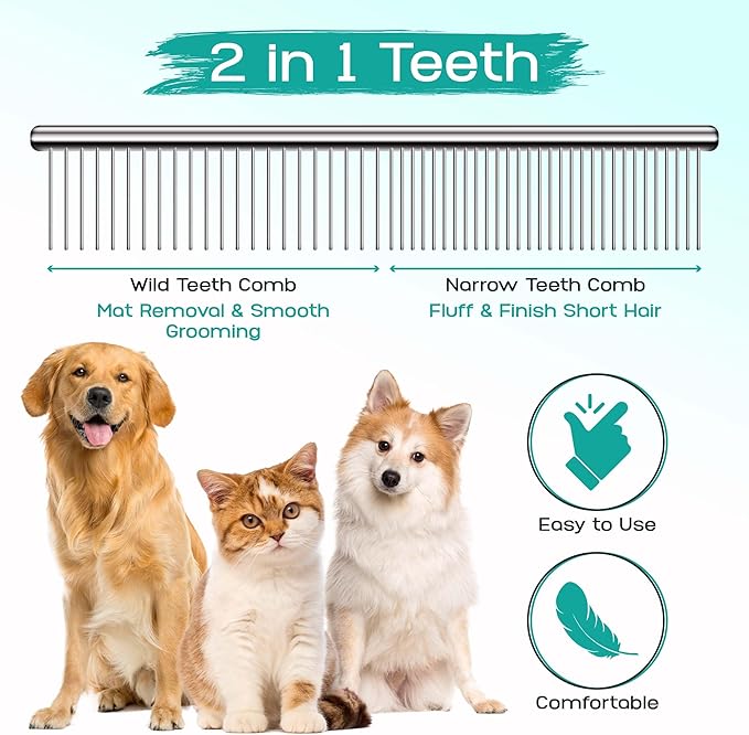 Professional Pet Grooming Kit – 5 in 1 Dog Grooming Scissors Kit - Dog & Cat Grooming Supplies - Adjustable Screw Scissors, 4CR Stainless Steel Dog Clippers, Hair Thinning Shears, Rubber Grips