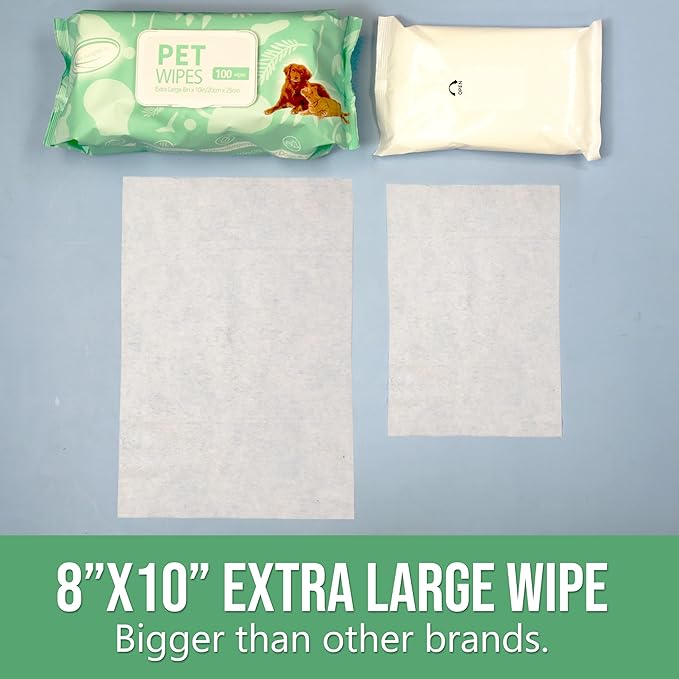 Air Jungles 3in1 Pet Wipes for Dogs and Cats 300 Count, 8" x 10" Extra Large Hypoallergenic Cleaning, Grooming, Deodorizing Wipes for Pets Paws Body Face Ear Butt
