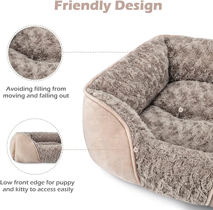 INVENHO Small Dog Bed for Large Medium Small Dogs Rectangle Washable Dog Bed, Orthopedic Dog Bed, Soft Calming Sleeping Puppy Bed Durable Pet Cuddler with Anti-Slip Bottom S(20"x19"x6")
