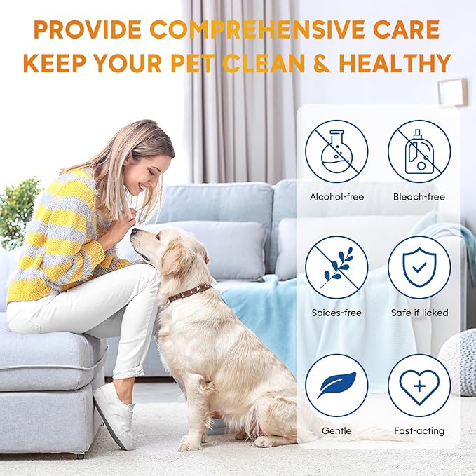 Dog Wipes Cleaning Deodorizing, Dog Grooming Wipes & Dog Paw Cleaner, Pet Cleaning Kit for Teeth, Ears, Eyes, Paw, Body, Dog Ear Rinse, Essential Dog Supplies Set