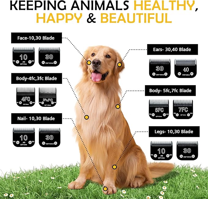 10# Dog Grooming Clipper Replacement Blades, Detachable Blade Compatible with Andis/wahl/Oster Pet Clippers,10 Blade 1/16-inch, Made of Ceramic & Stainless Steel Blade, Black