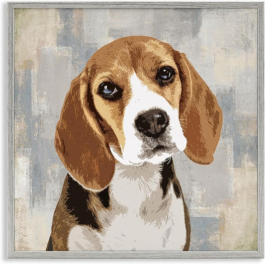 Stupell Industries Dog Beagle Patiently Waiting Abstract Backdrop Pet Collage, Design by Keri Rodgers