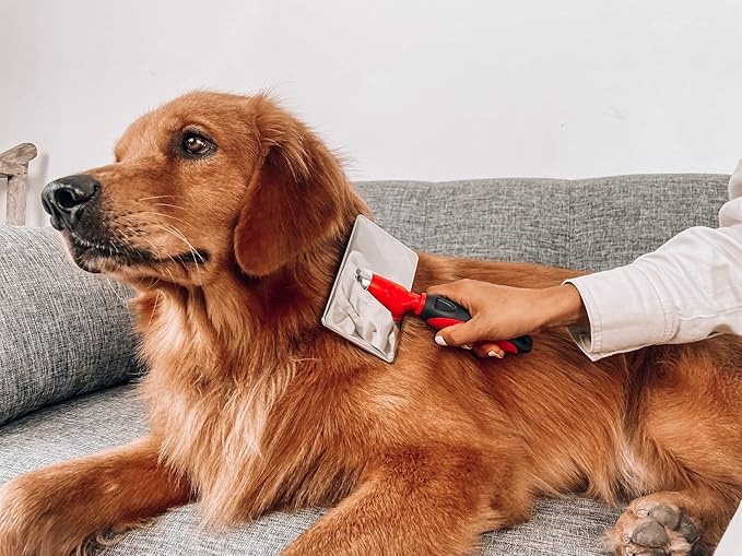 Tuff Pupper Slicker Brush | Large Comb Head for Medium & Large Dogs | Removes Shedding Fur, Tangles & Mats | Grooming Tool