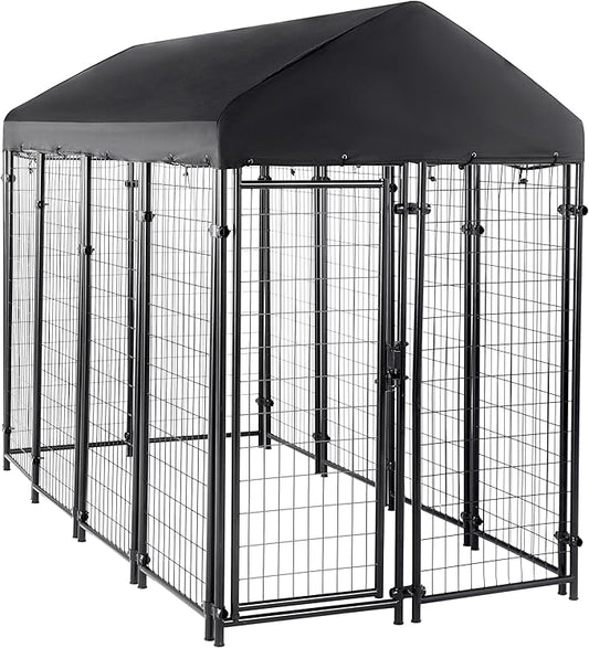 Amazon Basics - Welded Rectangular Outdoor Secure Wire Crate Kennel for Cat, Dog Large, Black, 102 x 48 x 72 inches
