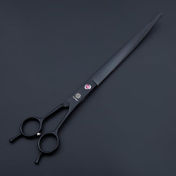 Dream Reach 9" Twin Tail Professional Pet Dog Two-way Cutting or Curved Scissors,Made of High-end 9CR Stainless Steel (Rainbow) (B-9 inch-Black)