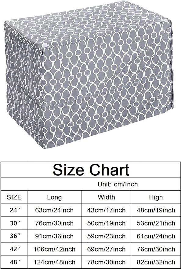 Dog Crate Cover for Wire Crates, Fits Most 48" inch Dog Crates. Easy to Put On, Take Off, and Adjust - Cover only-Gray -48 Inch