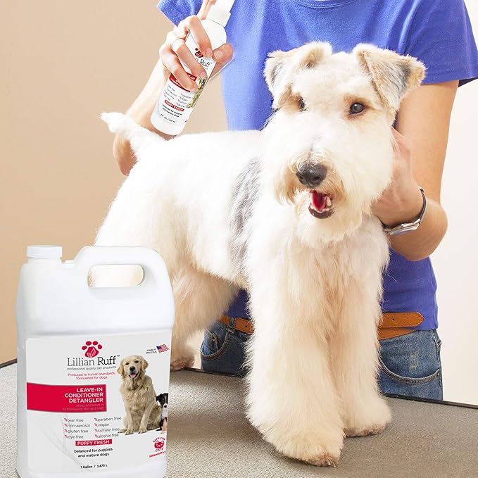 Lillian Ruff Leave-In Dog Conditioner & Detangler Spray - pH Balanced After-Bath No Rinse Hydrating Dog Conditioning Spray - Silky Shine Spray For Dry Skin Itch Relief, Detangling & Dematting (Gallon)