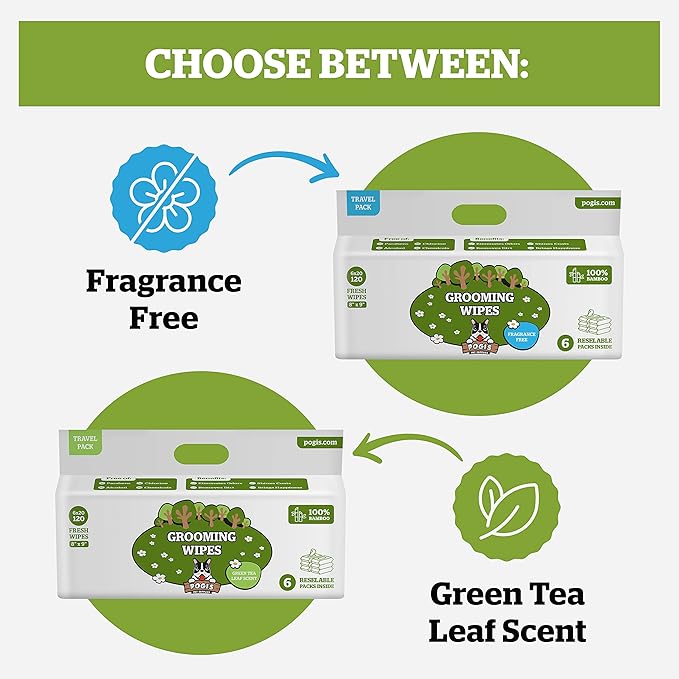 Pogi’s Dog Wipes Travel Packs – Hypoallergenic Pet Wipes for Paws, Body & Butt – Cleaning & Hydrating, Fragrance Free, 120-Count