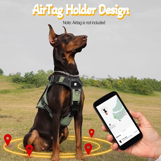 Service Dog Vest - HEYCAHVA Tactical Dog Harness Full Metal Buckles Dog Vest for Large Medium Dog Reflective No Pull Dog Harnesses Vest with Leather Handle, Hook & Loop for Hiking Training(Green, XL)
