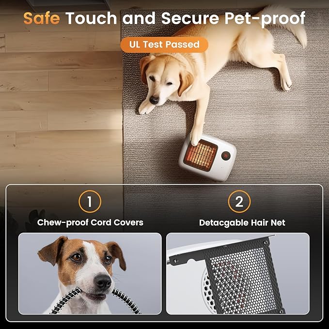 Unique Design 600W/300W Dog House Heater with Thermostat for Outside Winter Insulated House 6 Ft Anti Chew Cord, Safe Heated Outdoor & Won't Burn Pets, Indoor Electric Pet Kennel Heater