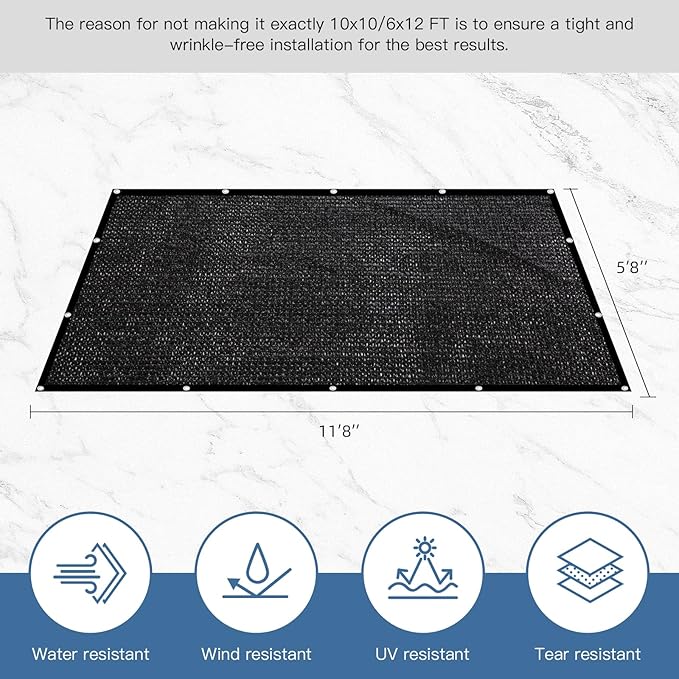 Knitted Shade Cloth 6ft x 12ft 85% Sunblock Kennel Shade Cover with Grommets Black (Excludes Kennel) - PS0612BLKX1