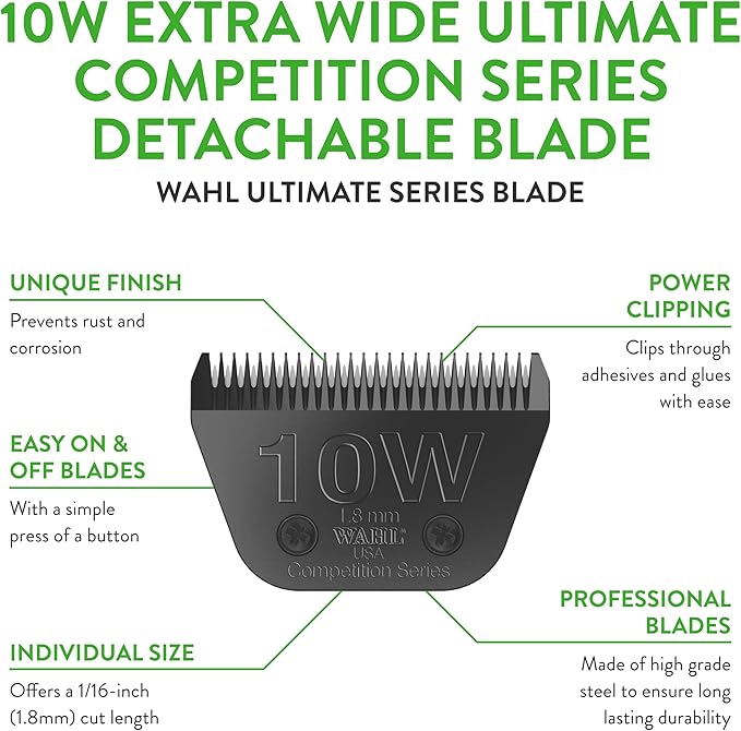 Wahl Professional Animal 10W Extra Wide Ultimate Competition Series Detachable Blade with 1/16-Inch Cut Length (2377-500)