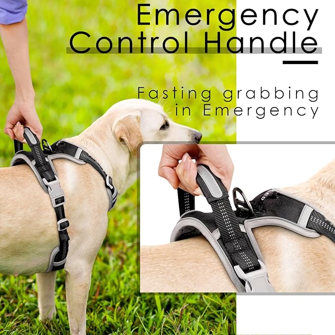 ThinkPet No Pull Harness Breathable Sport Vest with Handle-Dog Harnesses Reflective Adjustable for Medium Large Dogs
