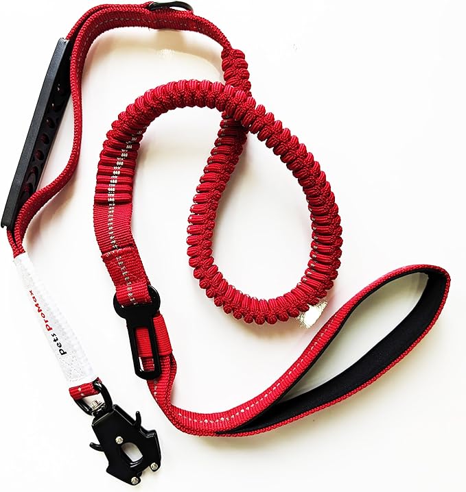 RED Tactical Dog Harness with Tactical Dog Leash as 1 Set for Medium Dogs; Military Style Tactical Dog Vest and Bungee Dog Leash with Car Seat Buckle | No-Pull Dog Vest and Leash Red M