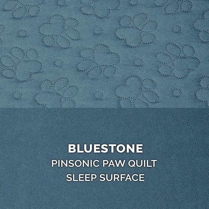 Furhaven Orthopedic Dog Bed for Large Dogs w/ Removable Bolsters & Washable Cover, For Dogs Up to 95 lbs - Pinsonic Quilted Paw L Shaped Chaise - Bluestone, Jumbo/XL