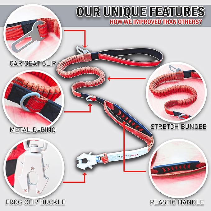 Tactical Dog Harness with Tactical Dog Leash Bundle for Extra Large Dogs; Military Style Tactical Dog Vest and Bungee Dog Leash with Car Seat Buckle | No-Pull Dog Vest and Leash Red XL