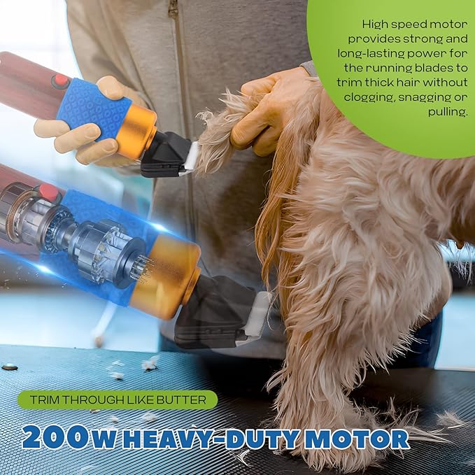 Pet Grooming Clippers 200W, Plug-in with 3m Power Cord & Stepless Speed Control, Low Noise < 50db, Heavy-Duty Dog Hair Trimmer Kit with Extra Detachable Blade & 2 Limit Combs of 4 Sizes