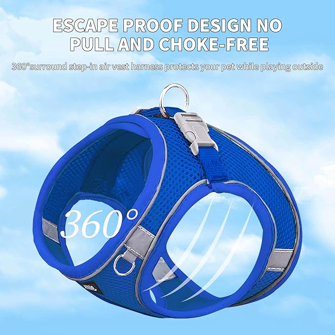 AIITLE Easy Walk Dog Harness and Leash Set - Pet Supply No Pull, Step in Adjustable Dog Harness with Padded Vest for Spring, Dog Harness No Choke Over, Easy to Put on Medium Dogs Royal Blue L