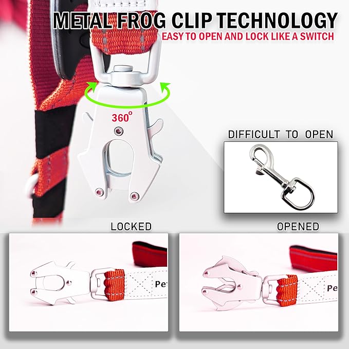 RED Tactical Dog Harness with Tactical Dog Leash as 1 Set for Medium Dogs; Military Style Tactical Dog Vest and Bungee Dog Leash with Car Seat Buckle | No-Pull Dog Vest and Leash Red M