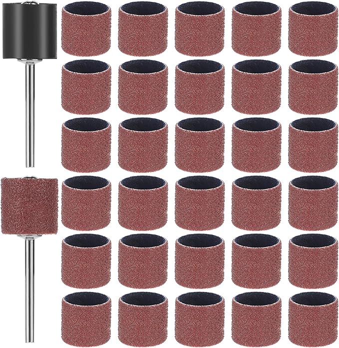 33pcs Dog Nail Grinder Pet Nail Grinder for Dogs Replacement Kit Sanding Drum Set with Grit Sanding Bands Pet Nail Smoother Dog Claw Care Rotary Tool Kit Dog Claw Trimmer Tools (1/2 Inch 120 Grit)