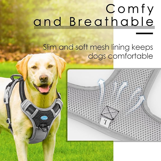 ThinkPet No Pull Harness Breathable Sport Vest with Handle-Dog Harnesses Reflective Adjustable for Medium Large Dogs