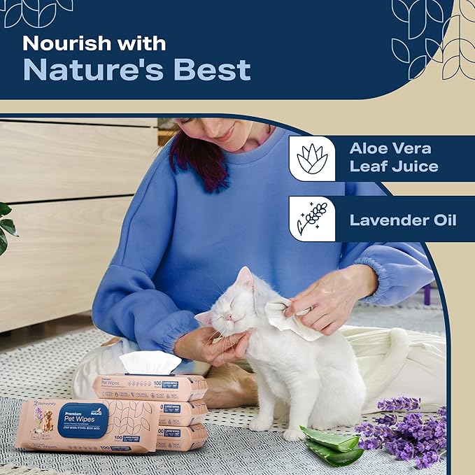 Pet Wipes for Dogs and Cats Plant Based – Lavendar Scented (Pack of 400) Dog Wipes for Paws and Butt - Deodorizing Non Toxic Dog Wipes, +12 Additional Travel Wipes