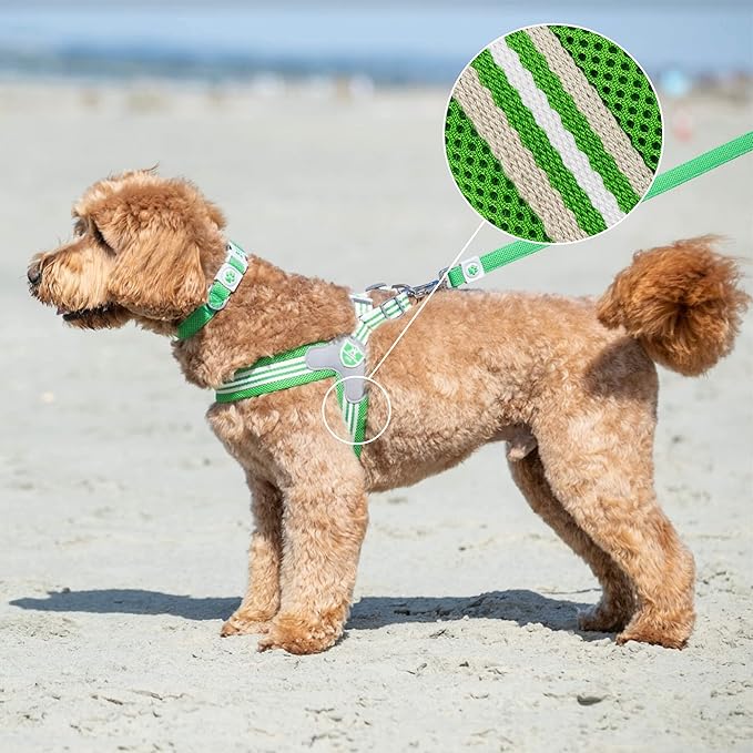 HUGO & HUDSON Easy Walk Dog Harness, Adjustable Quick Dry No-Pull Pet Harness, Green, Size 9