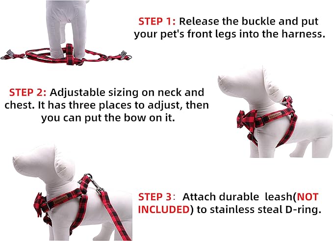 Unique style paws Dog Harness Adjustable Harnesses Durable Hardware with Comfortable Bowtie for Small Medium Large Dogs