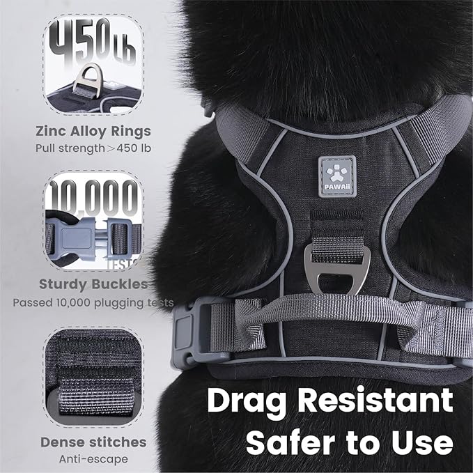 Pawaii Dog Harness for Small Dogs, Dog Harness with Pet ID Tag, No Choke Dog Harness, Adjustable Soft Padded Pet Vest with Easy Control Handle