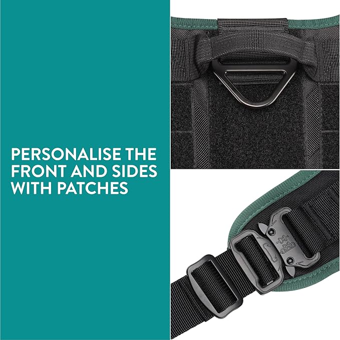 Navaris Tactical Dog Harness and Vest Set - Strong & Adjustable Fit with Metal D Ring, Front Buckles, and Handle - for Military Service Training or Assistance Dogs - Small