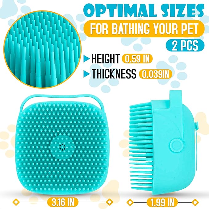 2Pcs Dog Bath Brush Scrubber - Dog Bath Brush with Soap Dispenser Dog Soap Scrubber Pet Bath Brush Pet Shampoo Brush for Dogs Bath - Dog Shampoo Brush
