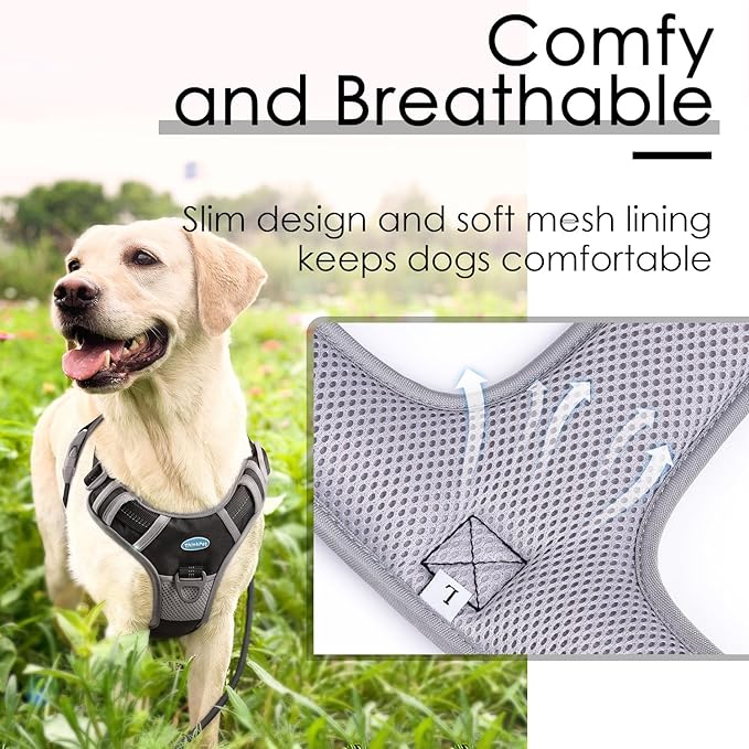 ThinkPet No Pull Harness Breathable Sport Vest with Handle-Dog Harnesses Reflective Adjustable for Medium Large Dogs