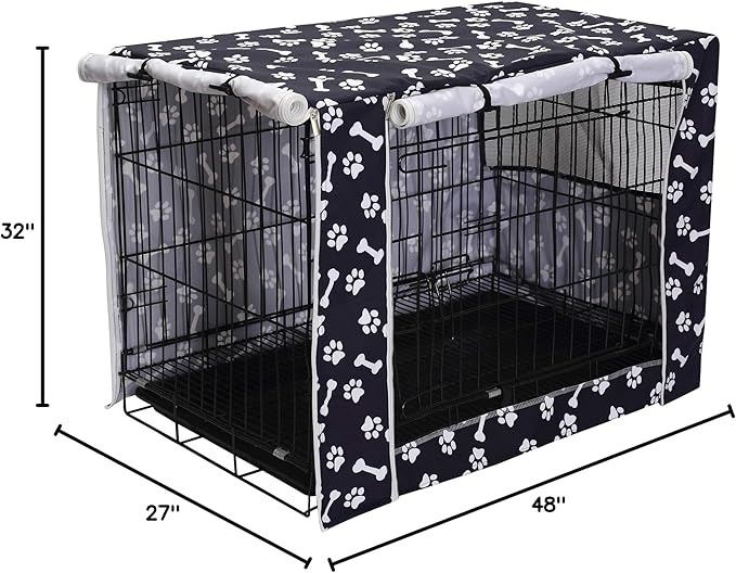 Geyecete Large Dog Crate Covers Fits 24inch-48inch Dog Crates for Small Medium Large Dogs Dog Crate Bed Dog Crate with Cover - Cover only(Crate Not Included)-Black-42