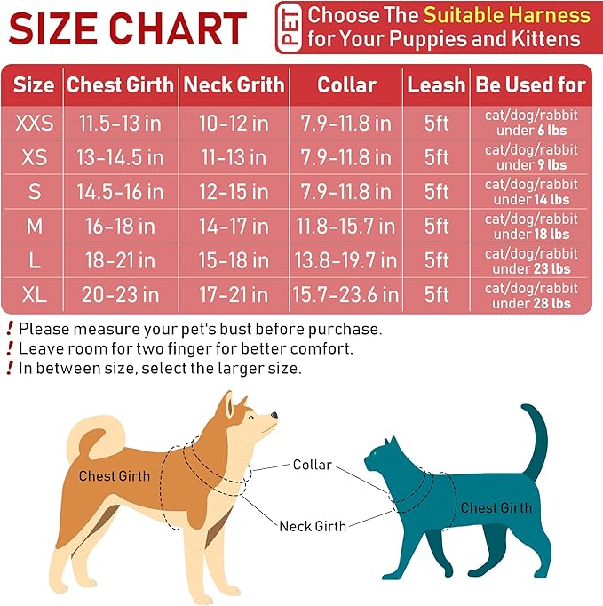 GAMUDA Small Dog Harness Collar and Leash Set, Step in No Chock No Pull Soft Mesh Adjustable Dog Vest Harnesses Plaid Reflective for Dogs Puppy Cats Kitten Rabbit (Red, S)